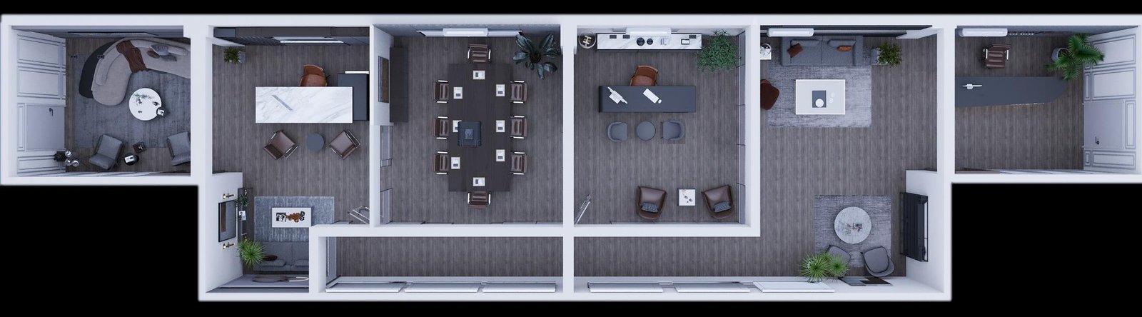 Furnished floor plan of the Al-Shorouk office, upper level