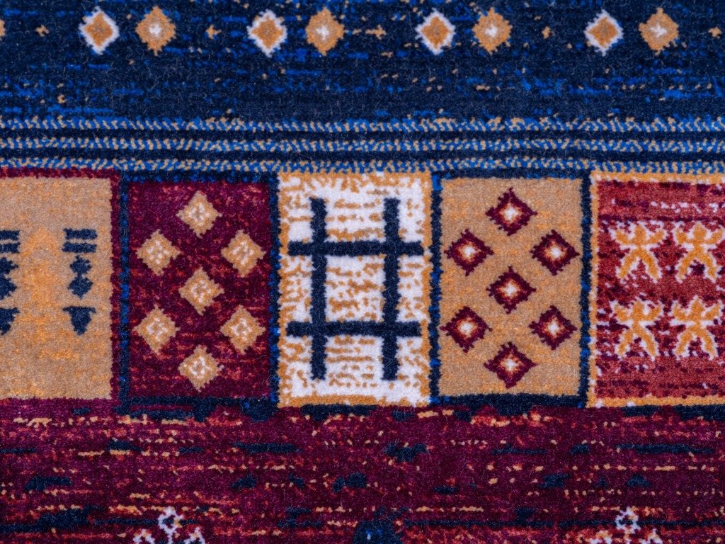 Closeup of a colorful Turkish rug showcasing intricate traditional patterns and vibrant textures, choosing a rug for a Cairo home
